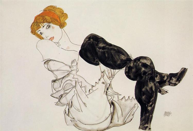Egon Schiele | Woman in Black Stockings