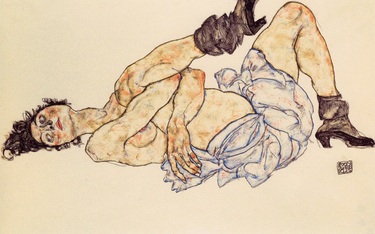 Egon Schiele. Reclining female nude, 1917
